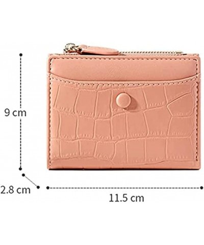 Women's Pu Leather Wallet Portable Stone Zipper Card Holder Short Coins Pocket Classic Mini Coin Purses 9x11.5cm Pink $22.06 ...