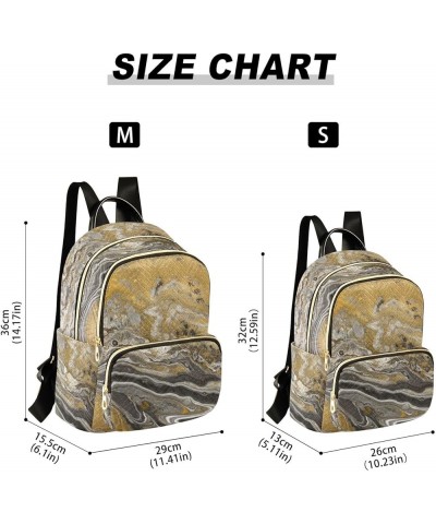 Women Backpack Fluid Marble Nature Golden Grey Durable Travel Backpack Lightweight Handbag Lady Purse Roomy Double Zipper Wee...