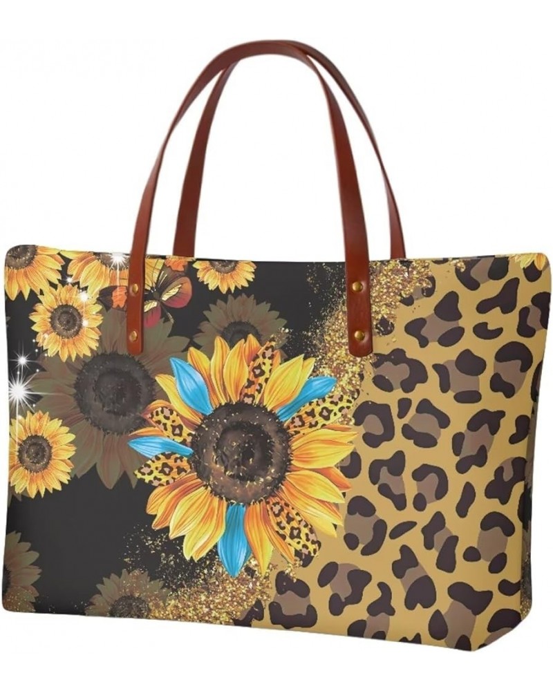 African Women Tote Bag Tribal Ethnic Top Handle Bags Casual Handbag Purse, Gift for Mom Wife Leopard Sunflower-brown $26.09 T...