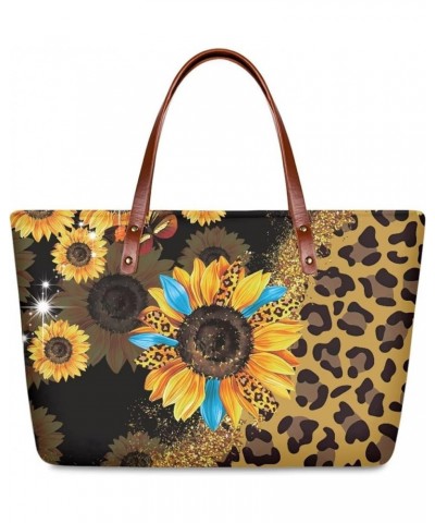 African Women Tote Bag Tribal Ethnic Top Handle Bags Casual Handbag Purse, Gift for Mom Wife Leopard Sunflower-brown $26.09 T...