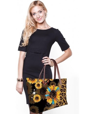 African Women Tote Bag Tribal Ethnic Top Handle Bags Casual Handbag Purse, Gift for Mom Wife Leopard Sunflower-brown $26.09 T...