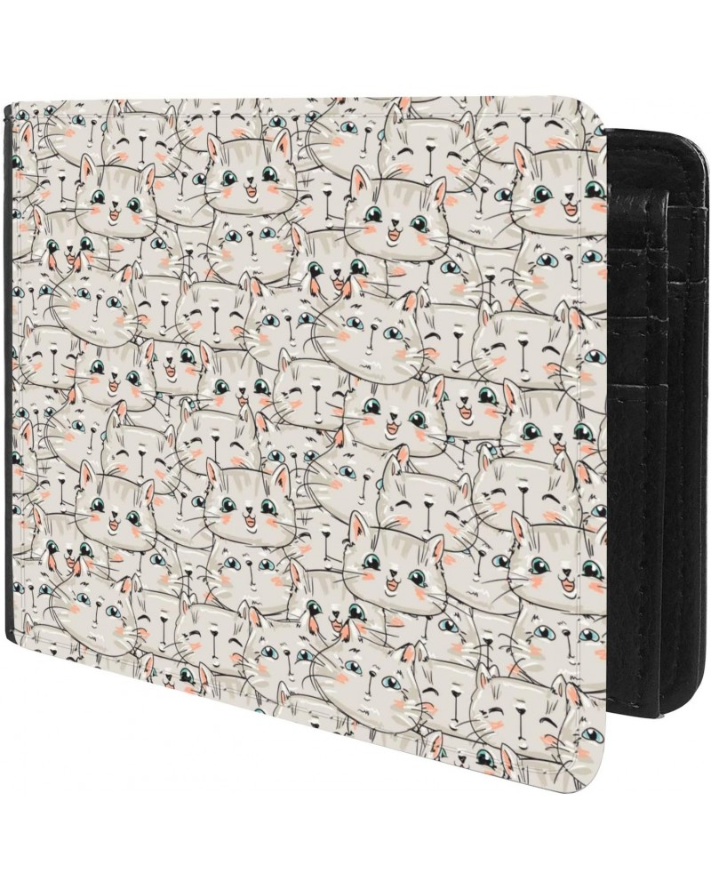 Unique Desige Pattern - Lovely Cats Wallpaper, Slim Front Pocket Wallet Billfold RFID Blocking $10.84 Wallets