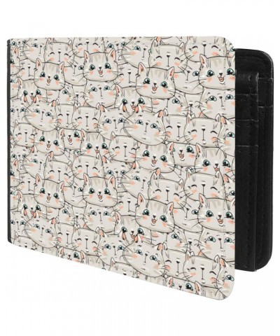 Unique Desige Pattern - Lovely Cats Wallpaper, Slim Front Pocket Wallet Billfold RFID Blocking $10.84 Wallets