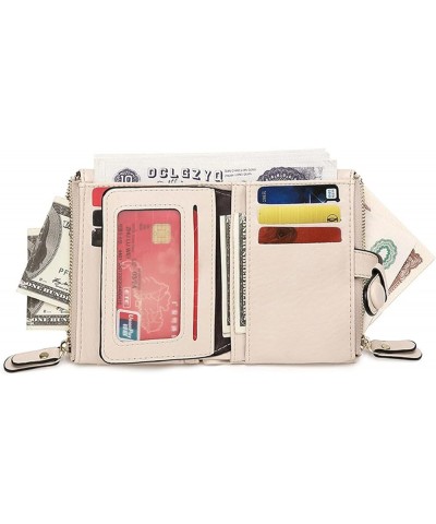 Small Wallets for Women | Bifold Ladies Purse | Double Zipper Coin Pocket | ID Window | Credit Card Holder (Blue) Off-White $...