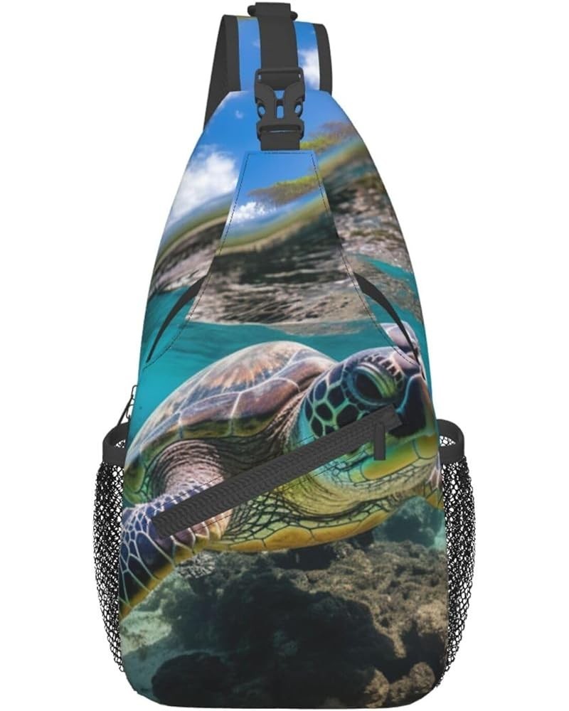 Music Symbol Crossbody Bag Chest Shoulder Bag Small Casual Backpack Suitable For Women Men Hiking Lord Howe Island Sea Turtle...