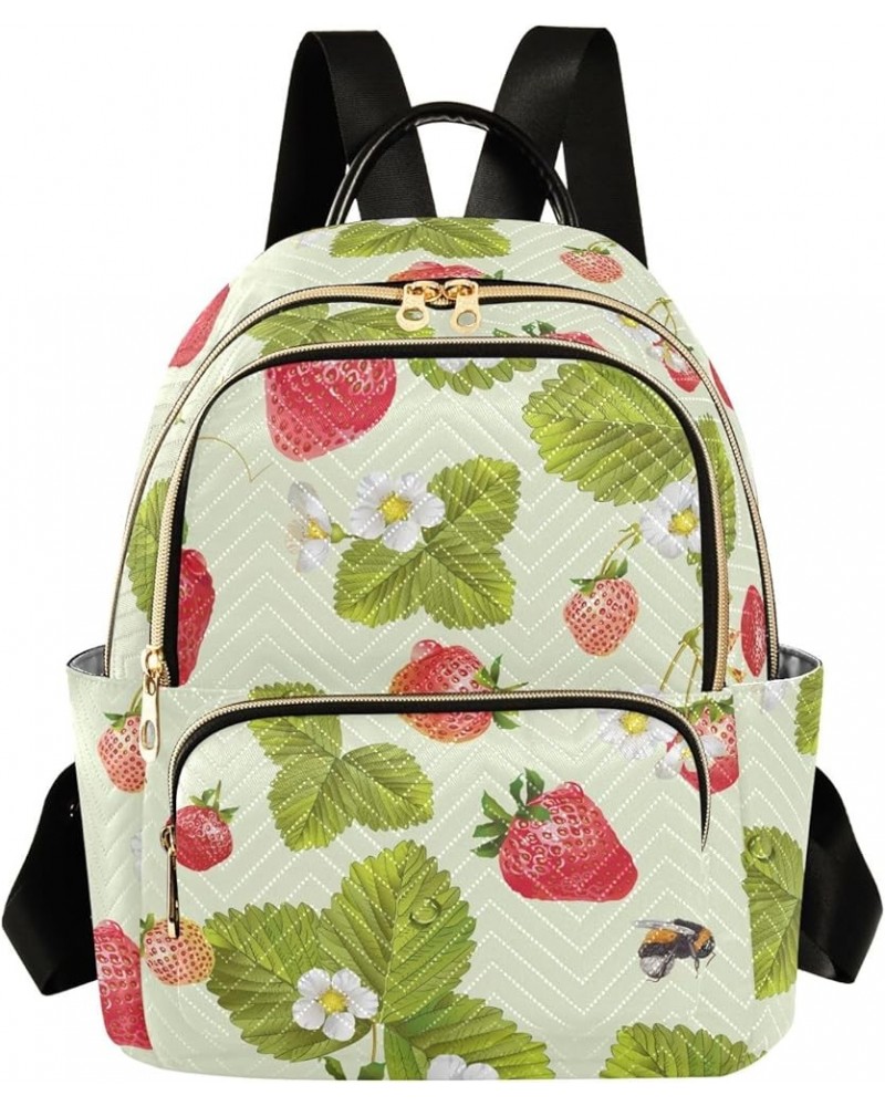 Mini Backpack Purse for Women Lightweight Girls Small Size Strawberry Leaves School Teens College Traveling Small $17.15 Back...