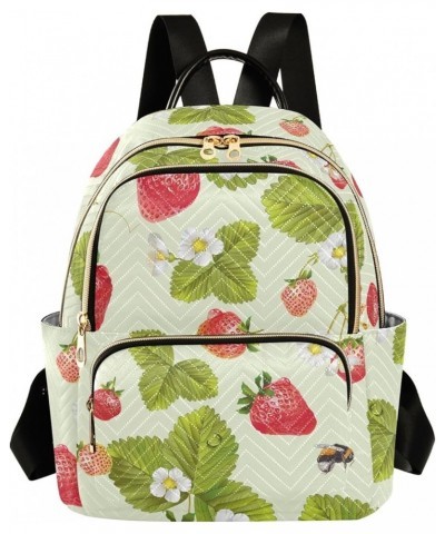 Mini Backpack Purse for Women Lightweight Girls Small Size Strawberry Leaves School Teens College Traveling Small $17.15 Back...