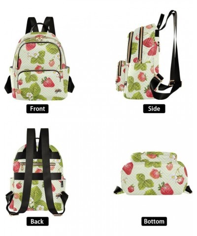 Mini Backpack Purse for Women Lightweight Girls Small Size Strawberry Leaves School Teens College Traveling Small $17.15 Back...