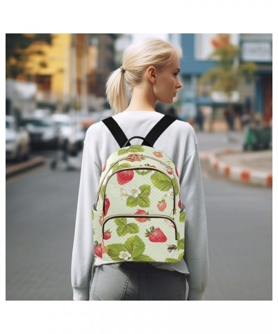 Mini Backpack Purse for Women Lightweight Girls Small Size Strawberry Leaves School Teens College Traveling Small $17.15 Back...