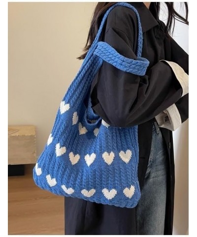 Heart Crochet Tote Bag,Heart Knit Tote Bag,Heart Tote Bag for Women Girl,Crochet Heart Tote Bag,Heart Shaped Tote Bag E $6.36...