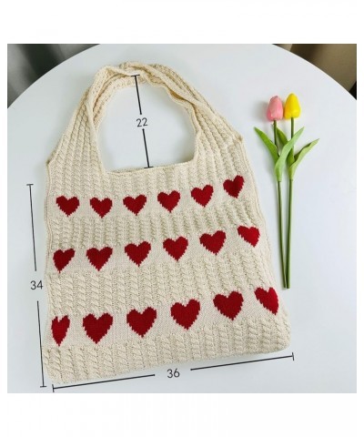 Heart Crochet Tote Bag,Heart Knit Tote Bag,Heart Tote Bag for Women Girl,Crochet Heart Tote Bag,Heart Shaped Tote Bag E $6.36...