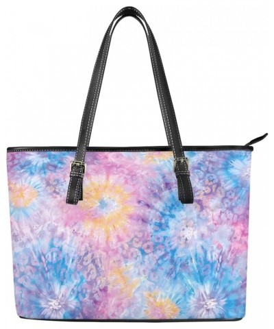 Women's Leather Shoulder Handbag Satchel Shoulder Tote Bag Ladies Travel Handbag Shoulder Bag Purse Tie Dye $23.52 Totes