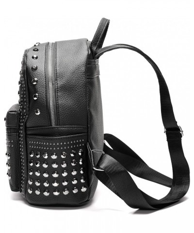 Black Faux Leather Studded Backpack Purse Rhinestone Backpack Purse Gothic Motorcycle Biker Backpack Purse Mall Goth Bag Goth...