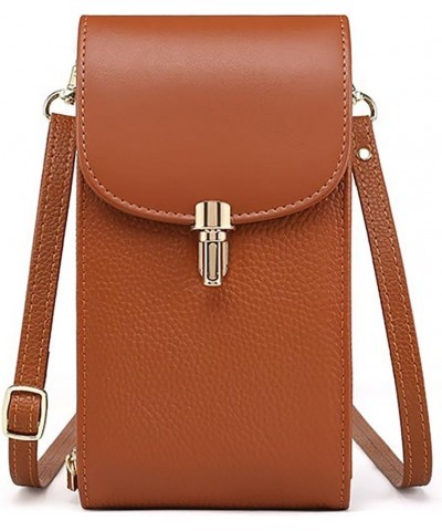 Genuine Leather Small Crossbody Bags for Women Designer Cell Phone Bag Wallet Purses Adjustable Strap Brown $16.52 Crossbody ...