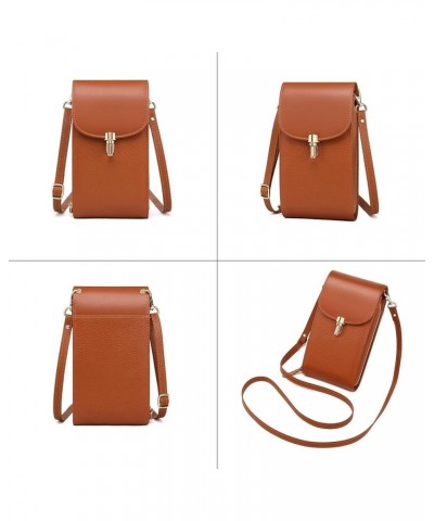 Genuine Leather Small Crossbody Bags for Women Designer Cell Phone Bag Wallet Purses Adjustable Strap Brown $16.52 Crossbody ...