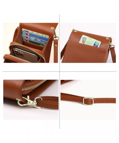 Genuine Leather Small Crossbody Bags for Women Designer Cell Phone Bag Wallet Purses Adjustable Strap Brown $16.52 Crossbody ...