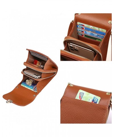 Genuine Leather Small Crossbody Bags for Women Designer Cell Phone Bag Wallet Purses Adjustable Strap Brown $16.52 Crossbody ...