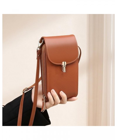 Genuine Leather Small Crossbody Bags for Women Designer Cell Phone Bag Wallet Purses Adjustable Strap Brown $16.52 Crossbody ...