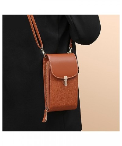 Genuine Leather Small Crossbody Bags for Women Designer Cell Phone Bag Wallet Purses Adjustable Strap Brown $16.52 Crossbody ...