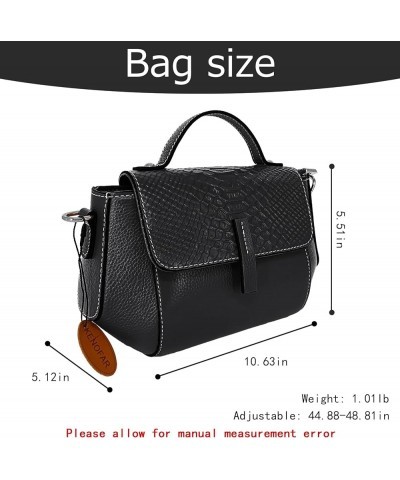 Small Leather Tote Bags for Women Genuine Leather Crossbody Tote Purse with Zipper Shoulder Bag Black F2 $30.60 Totes