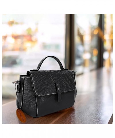 Small Leather Tote Bags for Women Genuine Leather Crossbody Tote Purse with Zipper Shoulder Bag Black F2 $30.60 Totes