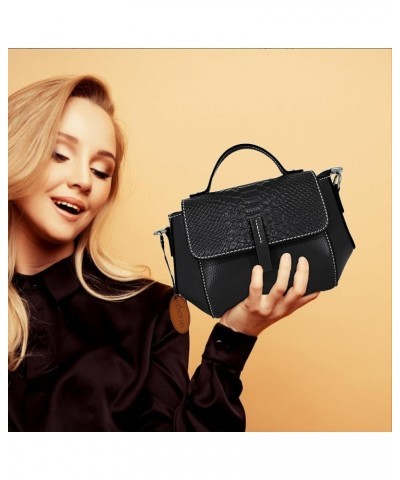 Small Leather Tote Bags for Women Genuine Leather Crossbody Tote Purse with Zipper Shoulder Bag Black F2 $30.60 Totes