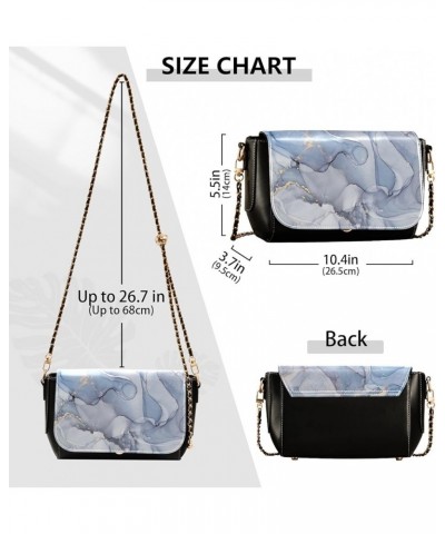 Blue Green Marble Women's Crossbody Handbags, PU Leather Flap Crossbody Bags, Women's Shoulder Handbag Purse Style11 $20.39 C...