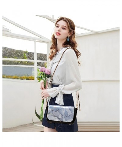 Blue Green Marble Women's Crossbody Handbags, PU Leather Flap Crossbody Bags, Women's Shoulder Handbag Purse Style11 $20.39 C...