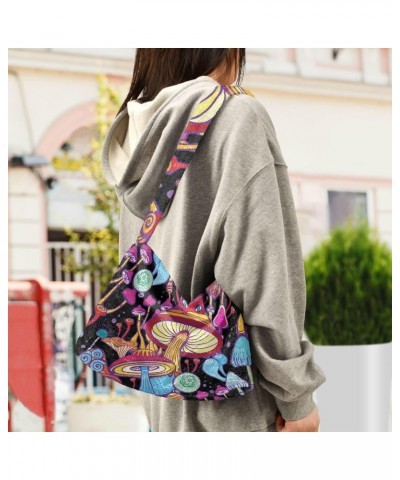 Women Boho Handbag Mushroom Cartoon Hippie Underarm Bag Tote Bag Shoulder Bag Crossbody Bag Fluffy Cell Phone Purse Lady Trav...