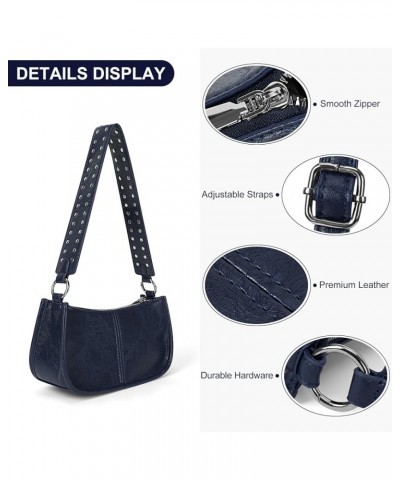 Small Shoulder Bag Y2K Purse for Women Trendy Crossbody Handbag Clutch Purse Classic Retro Satchel Bag Blue $32.31 Totes