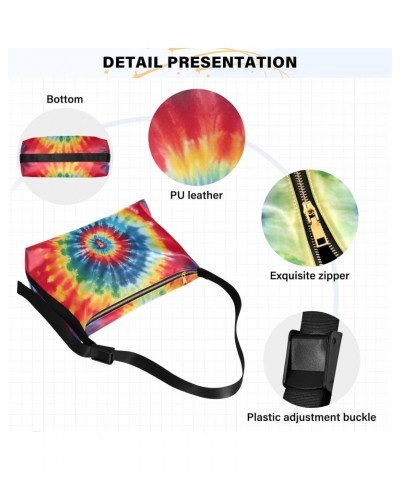 Colorful Tie Dye Hobo Shoulder Bag for Women Men PU Leather Crossbody Bag Slouchy Tote Handbags for Working Traveling Shoppin...