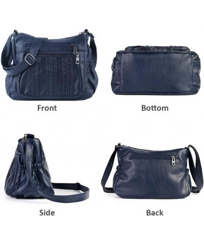 Purses for Women Pocketbooks Soft PU Leather Ladies Crossbody Purse Multi Pocket Shoulder Bag Dark Blue $17.66 Crossbody Bags