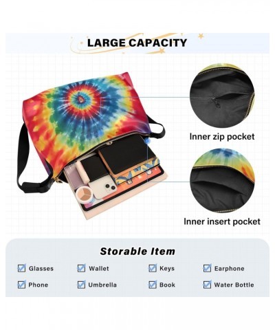 Colorful Tie Dye Hobo Shoulder Bag for Women Men PU Leather Crossbody Bag Slouchy Tote Handbags for Working Traveling Shoppin...