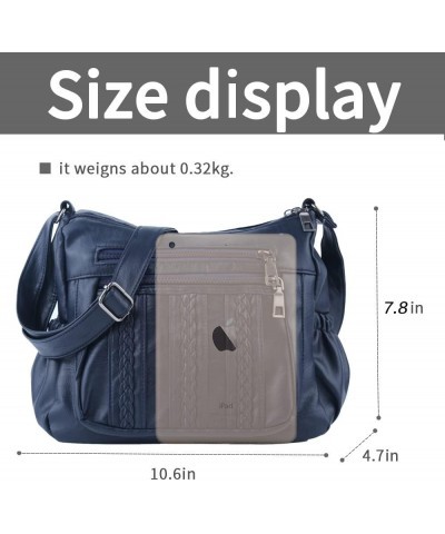 Purses for Women Pocketbooks Soft PU Leather Ladies Crossbody Purse Multi Pocket Shoulder Bag Dark Blue $17.66 Crossbody Bags