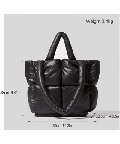 Puffer Tote Bag, Trendy Luxury Chic Quilted Large Padded Designer Handbags for Women Cotton Winter Soft Shoulder Bag Black $1...