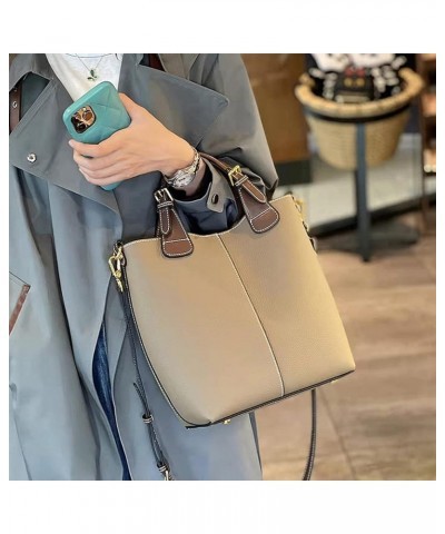 Leather Handbag for Women Hobo Purse Bucket Purse Shoulder Crossbody Bag Satchel Hobo Bag for Ladies Gray $30.79 Hobo Bags