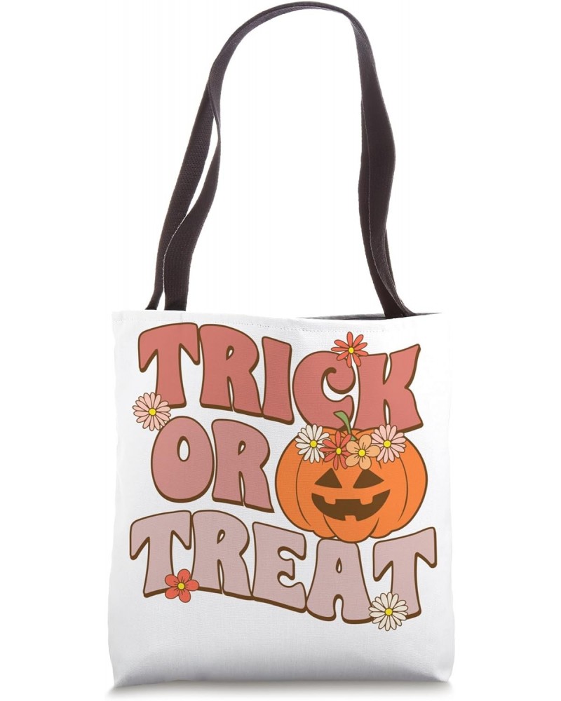 Trick or Treat Halloween Cute Spooky season Funny Fall Tote Bag $15.08 Totes