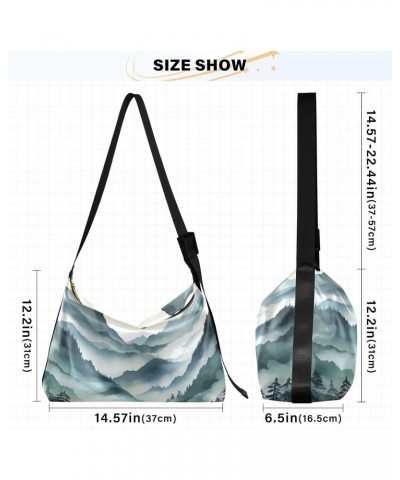 Ink Mountain Landscape Shoulder Bag for Women Waterproof PU Leather Hobo Bags Crossbody Purse with Zipper Closure $13.53 Shou...