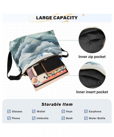 Ink Mountain Landscape Shoulder Bag for Women Waterproof PU Leather Hobo Bags Crossbody Purse with Zipper Closure $13.53 Shou...