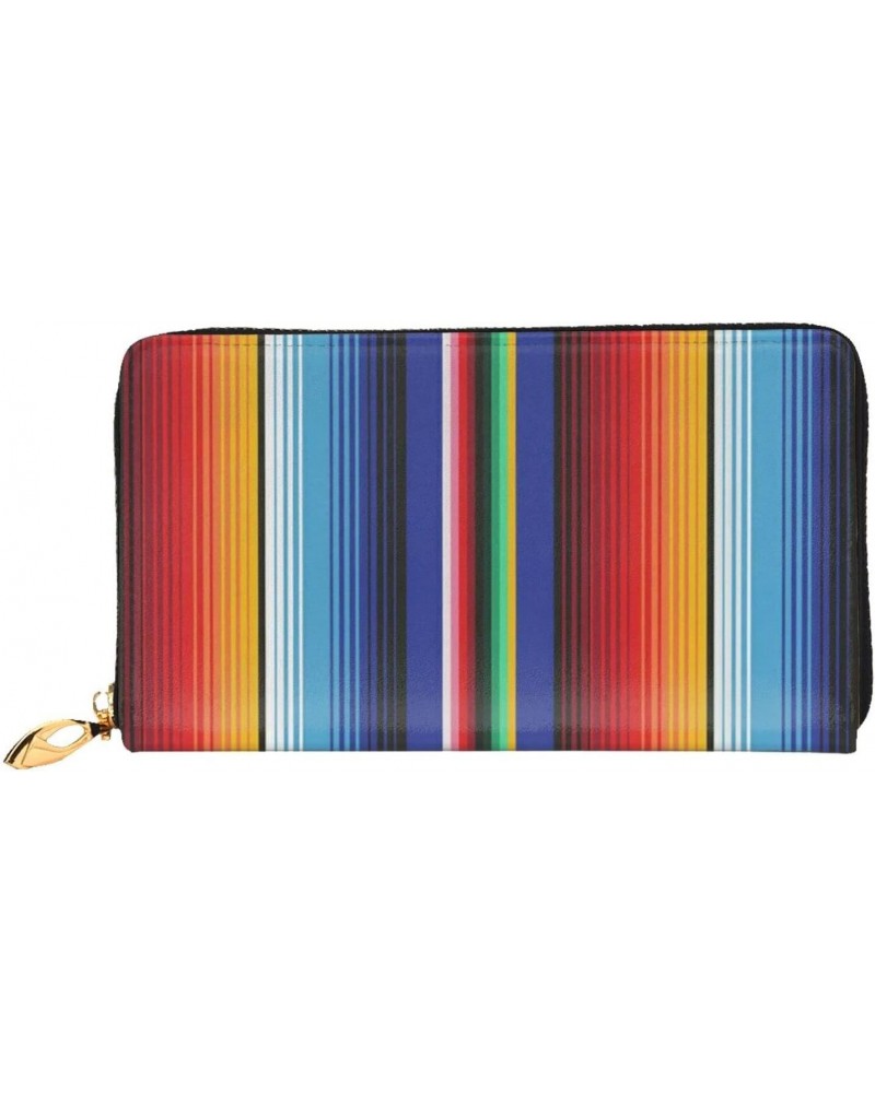 Men'S Women'S Leather Wallet Clutch Bag Cell Phone Purse Wristlet Handbag (Mexican Serape Blanket Stripes) $26.09 Wristlets