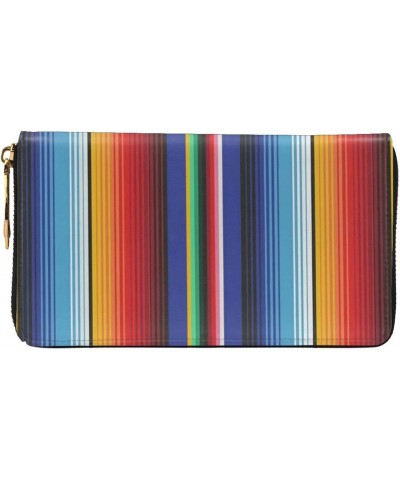 Men'S Women'S Leather Wallet Clutch Bag Cell Phone Purse Wristlet Handbag (Mexican Serape Blanket Stripes) $26.09 Wristlets