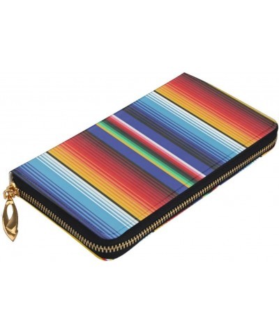 Men'S Women'S Leather Wallet Clutch Bag Cell Phone Purse Wristlet Handbag (Mexican Serape Blanket Stripes) $26.09 Wristlets