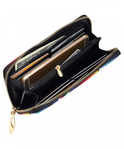 Men'S Women'S Leather Wallet Clutch Bag Cell Phone Purse Wristlet Handbag (Mexican Serape Blanket Stripes) $26.09 Wristlets