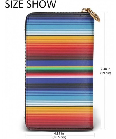 Men'S Women'S Leather Wallet Clutch Bag Cell Phone Purse Wristlet Handbag (Mexican Serape Blanket Stripes) $26.09 Wristlets