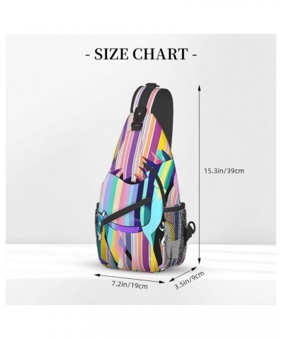 Airplane in The Evening Lights Print Sling Backpack, Sling Bag, Crossbody Chest Bag Daypack, for Hiking Travel Unicorns on Co...