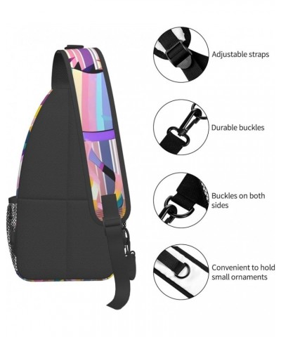 Airplane in The Evening Lights Print Sling Backpack, Sling Bag, Crossbody Chest Bag Daypack, for Hiking Travel Unicorns on Co...