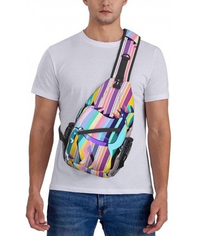 Airplane in The Evening Lights Print Sling Backpack, Sling Bag, Crossbody Chest Bag Daypack, for Hiking Travel Unicorns on Co...