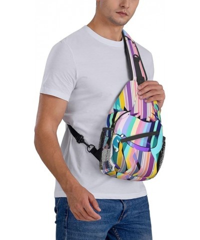 Airplane in The Evening Lights Print Sling Backpack, Sling Bag, Crossbody Chest Bag Daypack, for Hiking Travel Unicorns on Co...