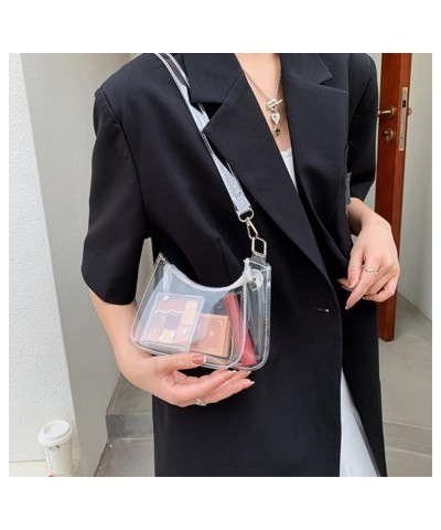 Clear Purse Clear Crossbody Bag Small Clear Clutch Cute Shoulder Jelly Handbag for Sports Concert Prom Party Present As Shown...