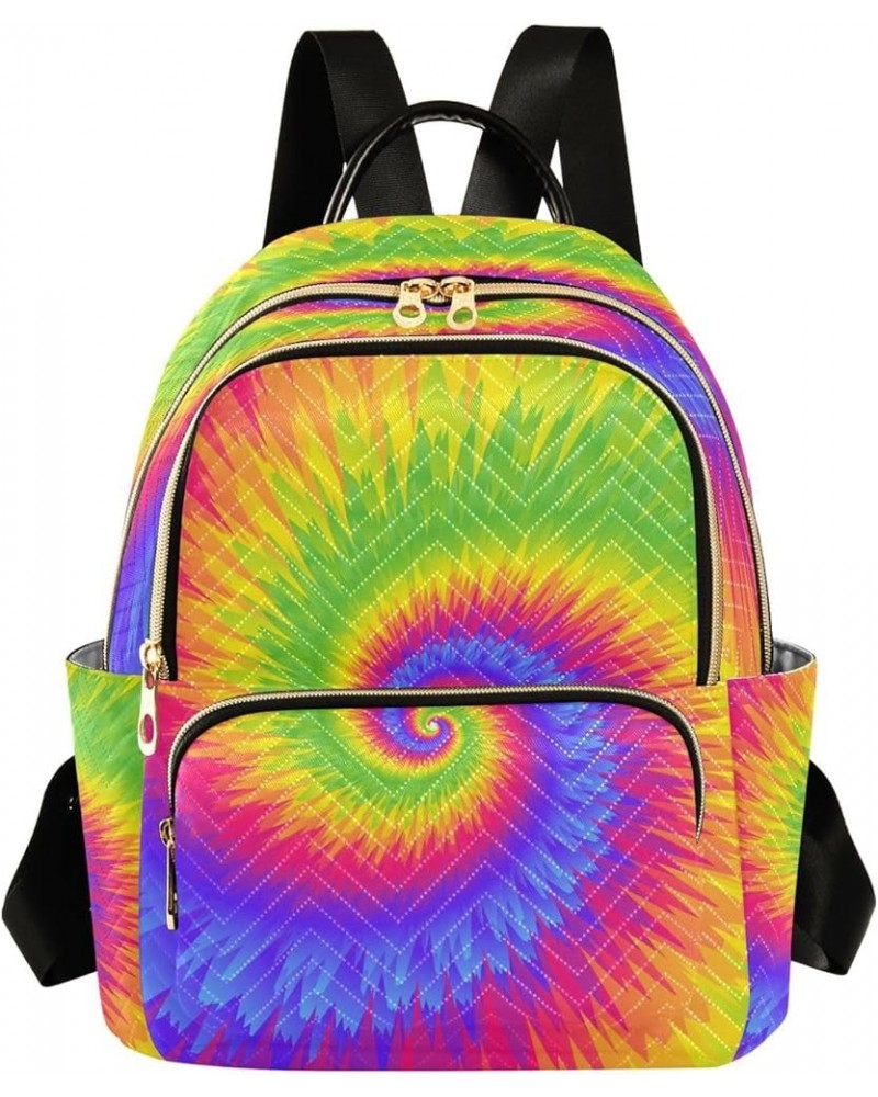 Backpack Purse for Women Tie Dye Iridescence Magnificent, Mini Fashion Backpack Colorful Rainbow Lightweight Casual Daypack S...